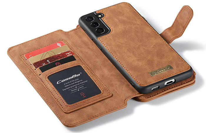 CaseMe Samsung Galaxy S21 Plus Zipper Wallet Magnetic Detachable 2 in 1 Folio Flip Case