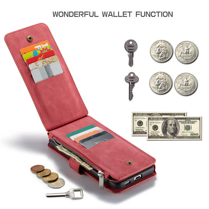 CaseMe Samsung Galaxy S21 Zipper Wallet Magnetic Case Red