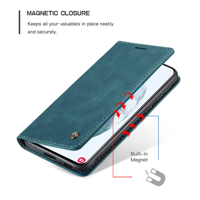 CaseMe Samsung Galaxy S21 Wallet Kickstand Magnetic Case Blue