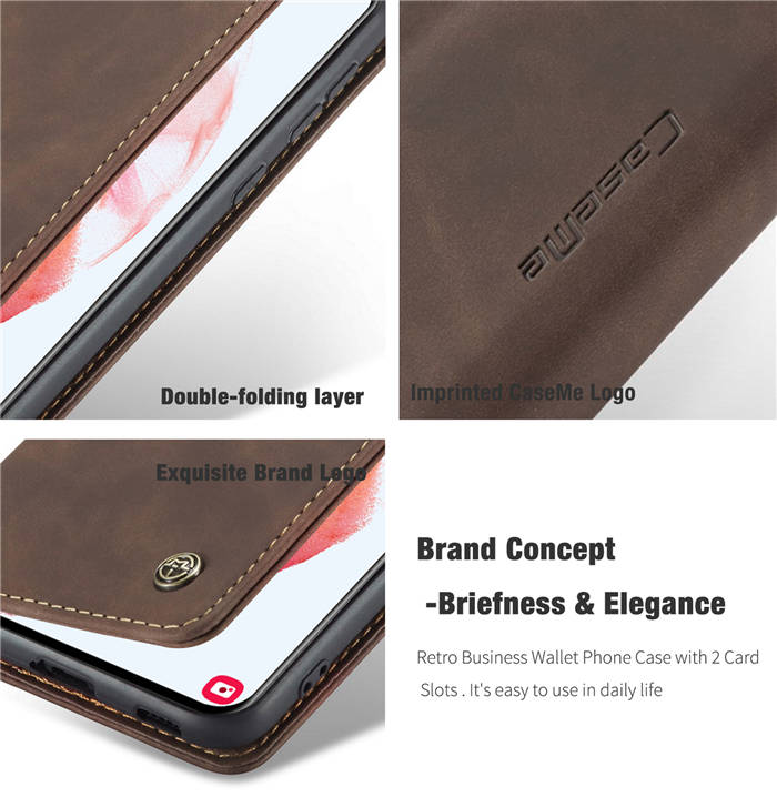 CaseMe Samsung Galaxy S21 Plus Wallet Kickstand Magnetic Case Coffee