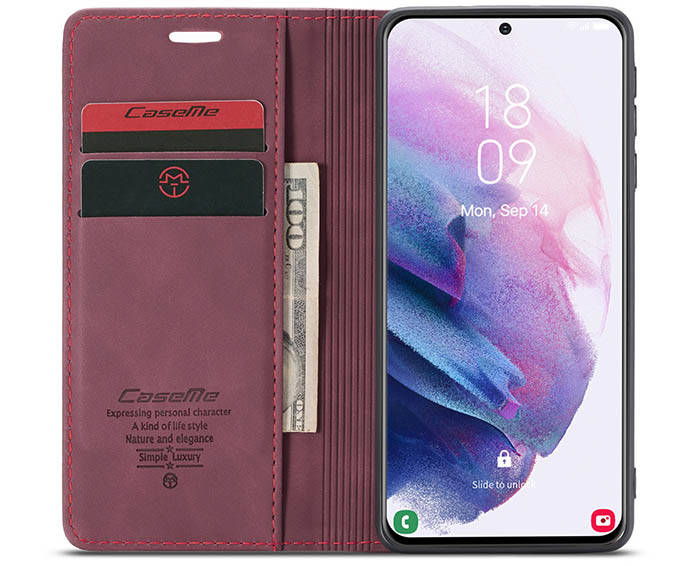 CaseMe Samsung Galaxy S21 Plus Wallet Kickstand Magnetic Flip Leather Case