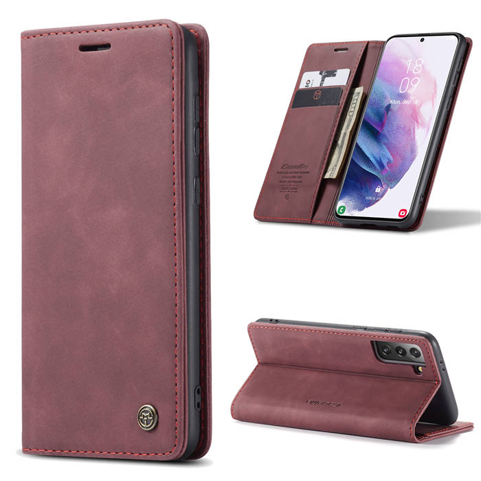 CaseMe Samsung Galaxy S21 Plus Wallet Kickstand Magnetic Case Red