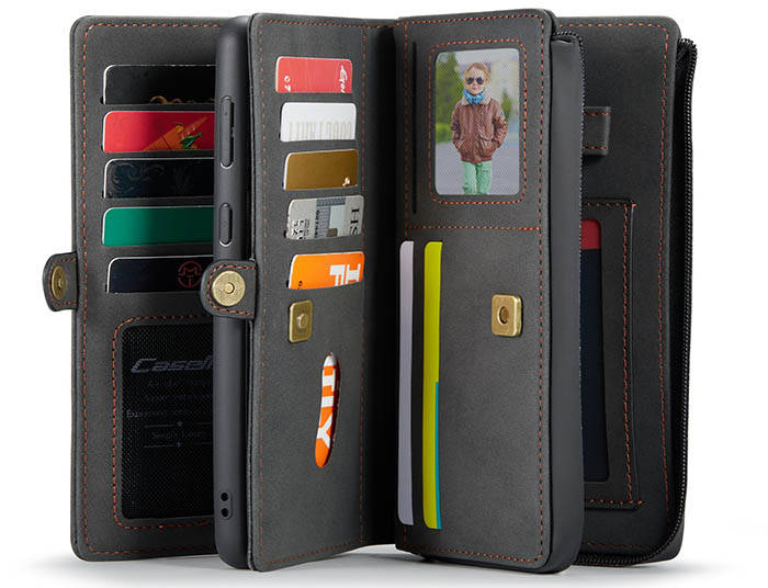 CaseMe Samsung Galaxy S21 Plus Multi-Functional Zipper Wallet Magnetic Detachable 2 in 1 Folio Case