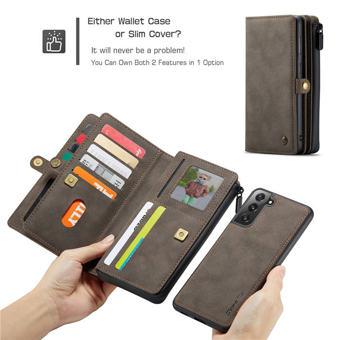 CaseMe Samsung Galaxy S21 Multi-Functional Wallet Case Coffee