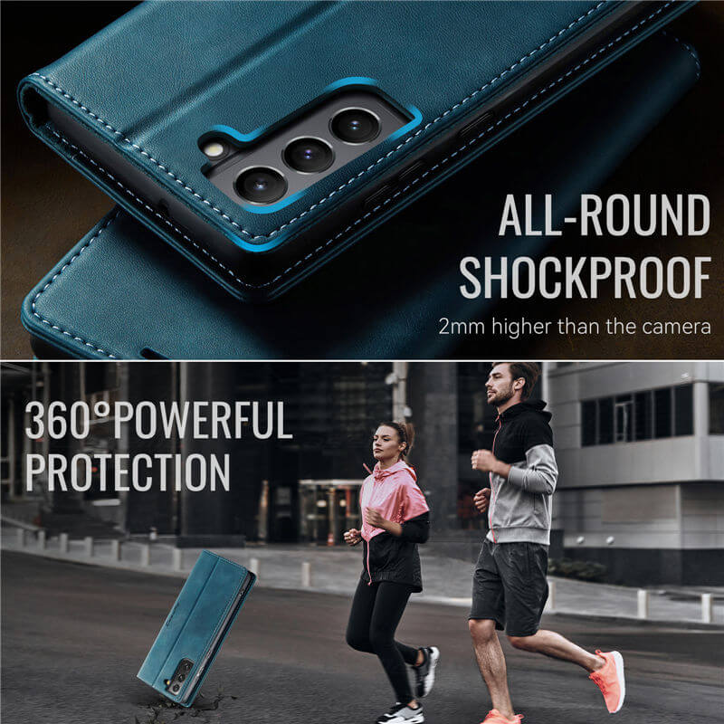 CaseMe Samsung Galaxy S21 FE Magnetic Wallet Case with RFID Blocking