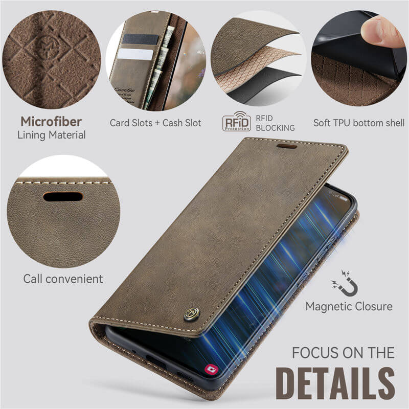 CaseMe Samsung Galaxy S21 FE Magnetic Wallet Case with RFID Blocking