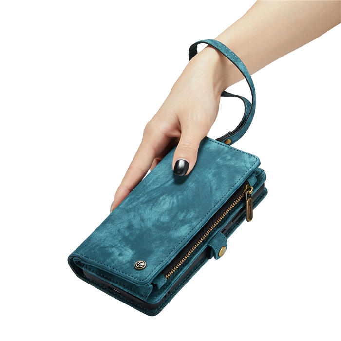 CaseMe Samsung Galaxy S22 Plus Zipper Wallet Magnetic Detachable 2 in 1 Case with Wrist Strap