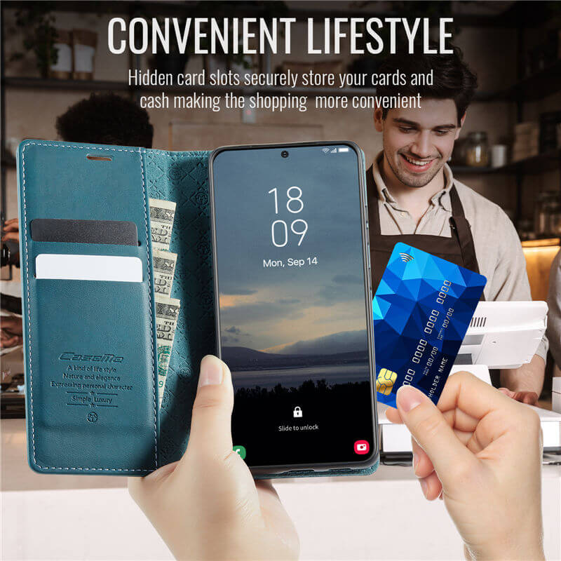 CaseMe Samsung Galaxy S21 Magnetic Wallet Case with RFID Blocking