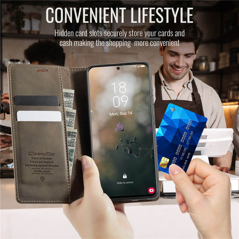 CaseMe Samsung Galaxy S21 Magnetic Wallet Case with RFID Blocking
