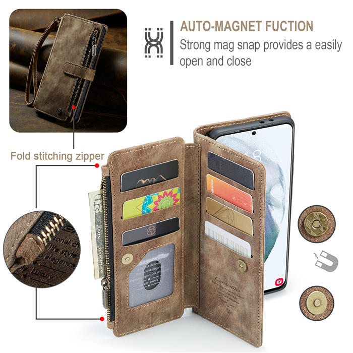 CaseMe Samsung Galaxy S21 Plus Wallet Kickstand Case Coffee