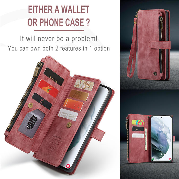 CaseMe Samsung Galaxy S21 Plus Wallet Kickstand Case Red