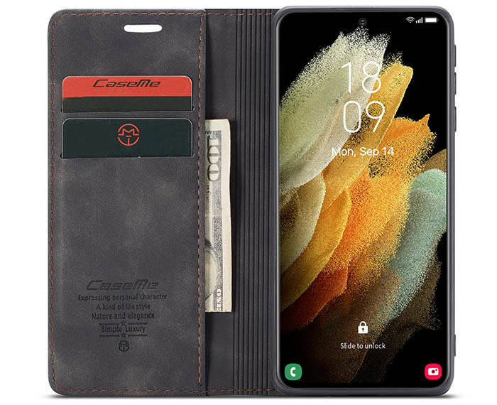 CaseMe Samsung Galaxy S21 Ultra Wallet Kickstand Magnetic Flip Leather Case