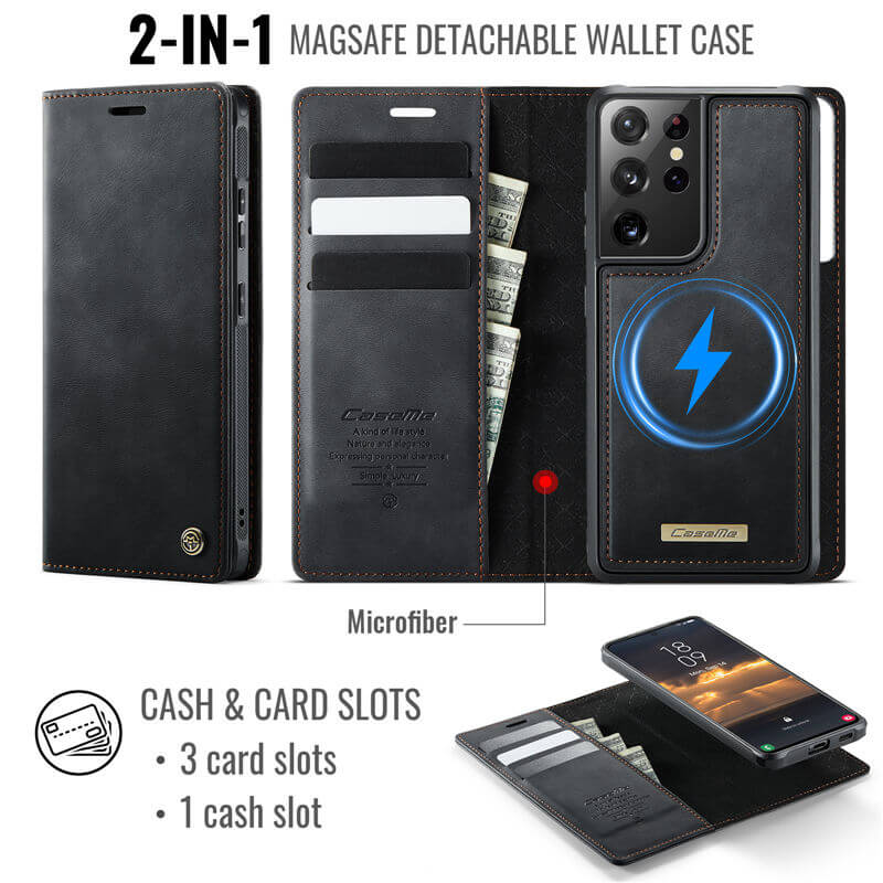CaseMe Samsung Galaxy S21 Ultra 2-in-1 Magnetic Wallet Case