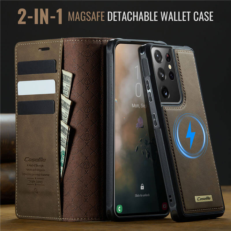 CaseMe Samsung Galaxy S21 Ultra 2-in-1 Magnetic Wallet Case