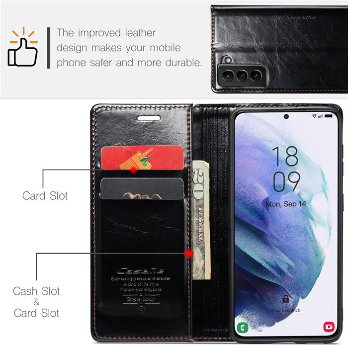 CaseMe Samsung Galaxy S21 Wallet Kickstand Magnetic Flip Case