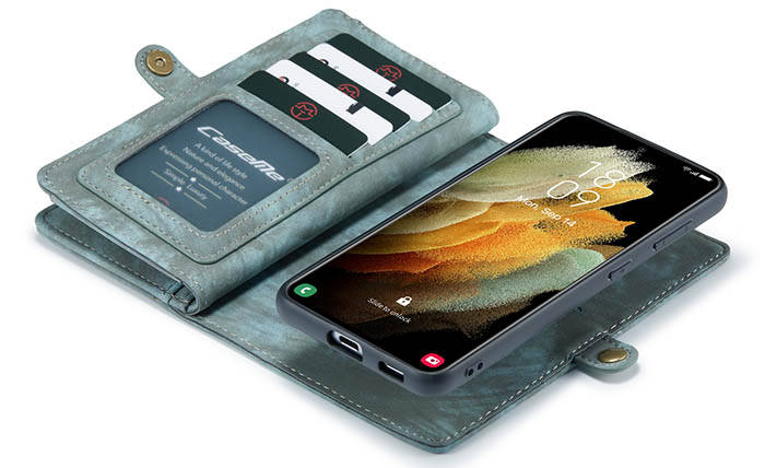 CaseMe Samsung Galaxy S21 Zipper Wallet Magnetic Detachable 2 in 1 Case