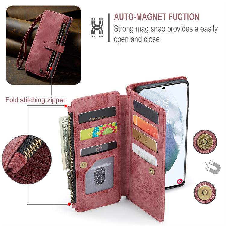 CaseMe Samsung Galaxy S21 Wallet Kickstand Case Red