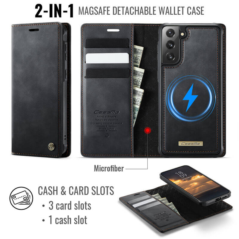CaseMe Samsung Galaxy S21 Plus 2-in-1 Magnetic Wallet Case