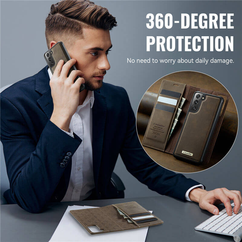 CaseMe Samsung Galaxy S21 Plus 2-in-1 Magnetic Wallet Case