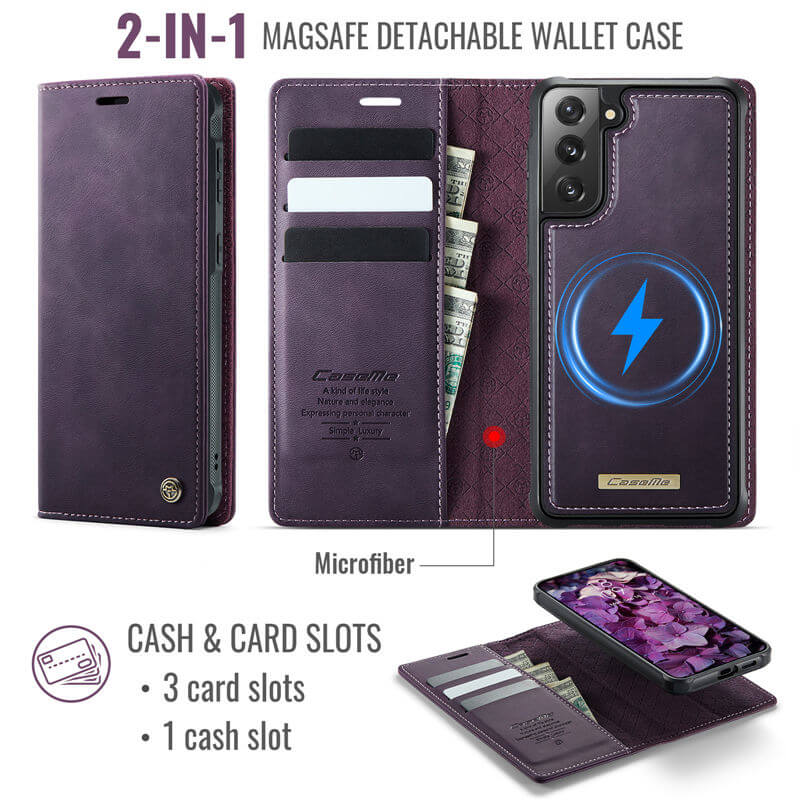 CaseMe Samsung Galaxy S21 Plus 2-in-1 Magnetic Wallet Case