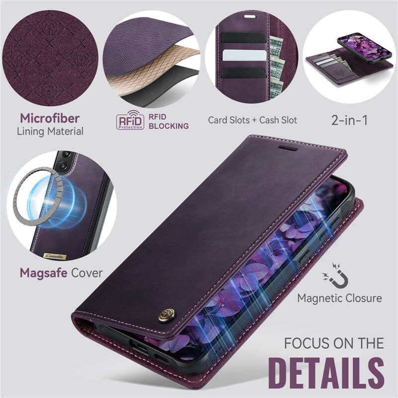CaseMe Samsung Galaxy S21 Plus 2-in-1 Magnetic Wallet Case