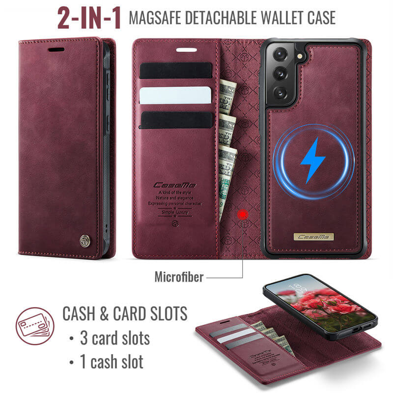 CaseMe Samsung Galaxy S21 2-in-1 Magnetic Wallet Case