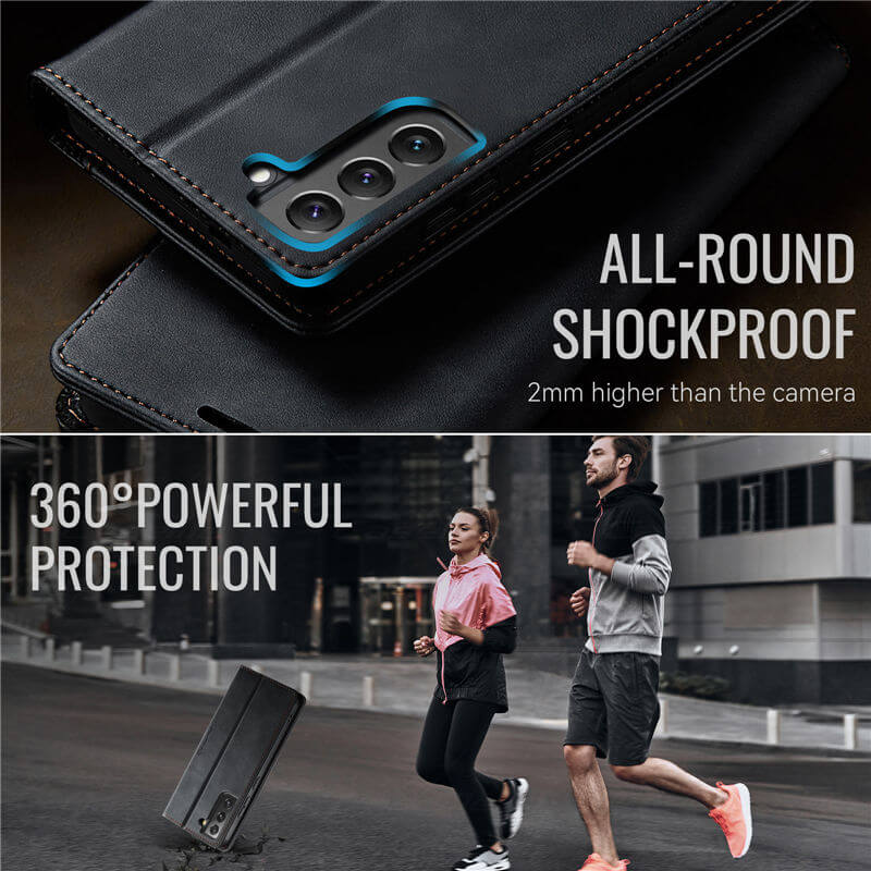 CaseMe Samsung Galaxy S22 Magnetic Wallet Case with RFID Blocking