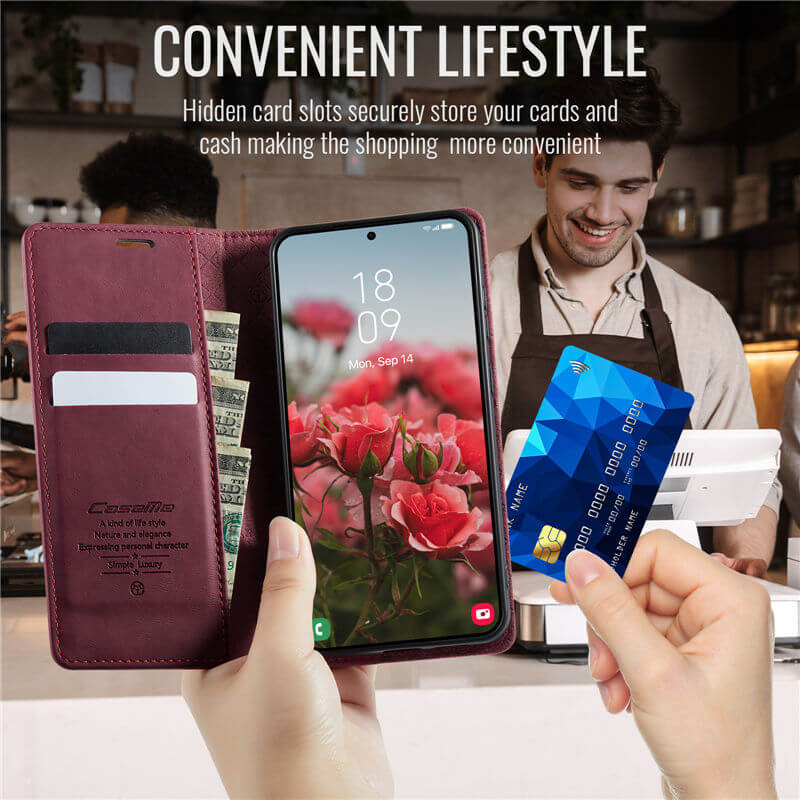 CaseMe Samsung Galaxy S22 Magnetic Wallet Case with RFID Blocking