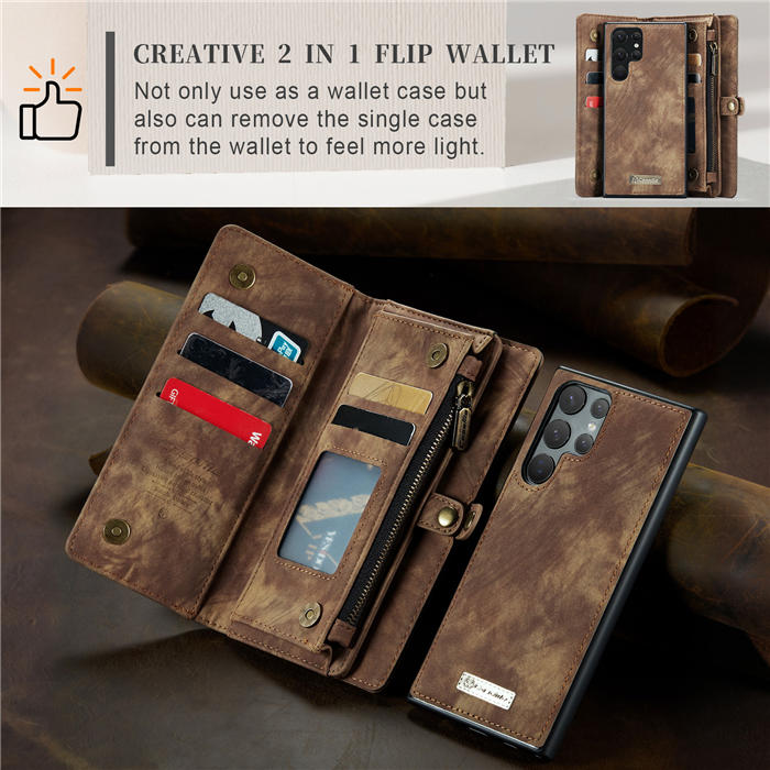 CaseMe Samsung Galaxy S22 Ultra Wallet Detachable Case Coffee