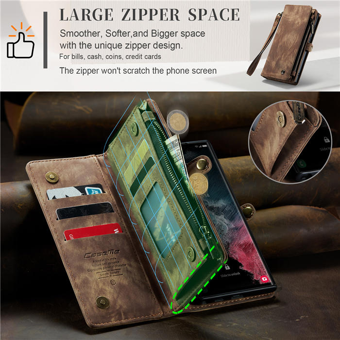 CaseMe Zipper Wallet Magnetic Case with Wrist Strap