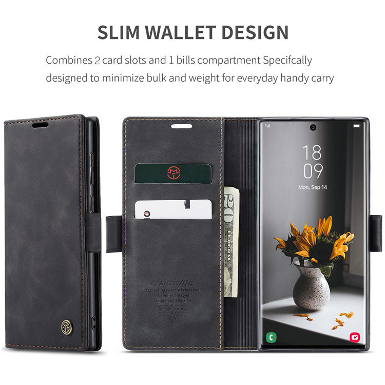 CaseMe Samsung Galaxy S22 Ultra Wallet Magnetic Case Black