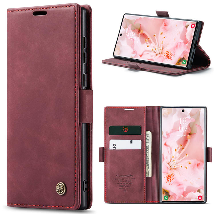 CaseMe Samsung Galaxy S22 Ultra Wallet Magnetic Case Red