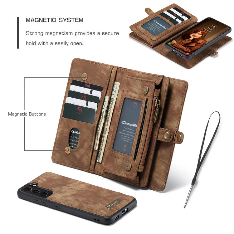 CaseMe Samsung Galaxy S22 Wallet Detachable Case Coffee