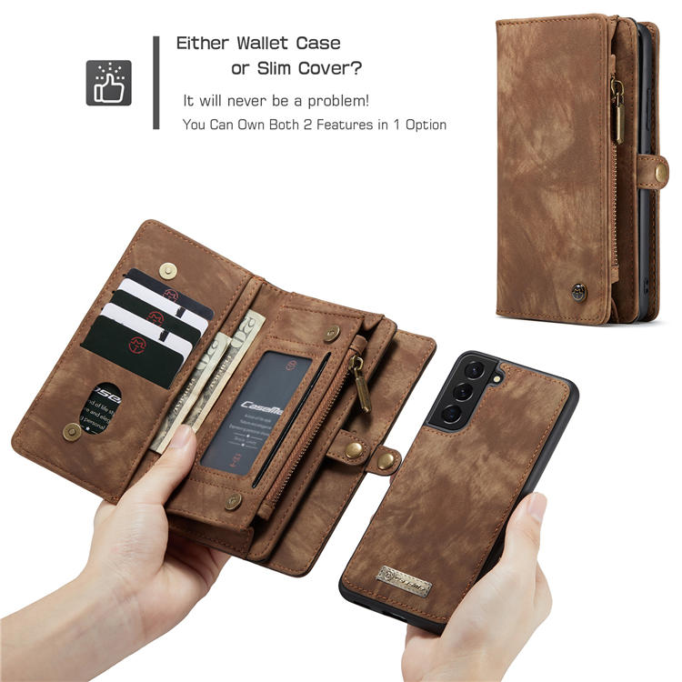CaseMe Samsung Galaxy S22 Wallet Detachable Case Coffee