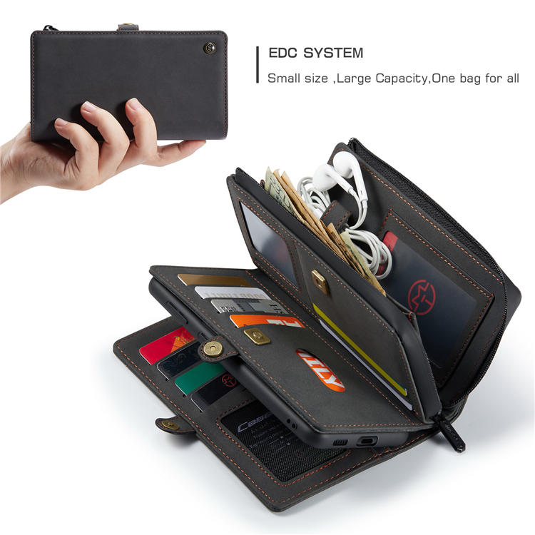 CaseMe Samsung Galaxy S22 MultiFunctional Zipper Wallet Case Black