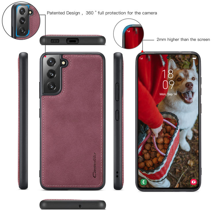CaseMe Samsung Galaxy S22 MultiFunctional Zipper Wallet Case Red