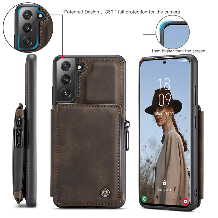 CaseMe Samsung Galaxy S22 Plus Wallet RFID Blocking Case Coffee