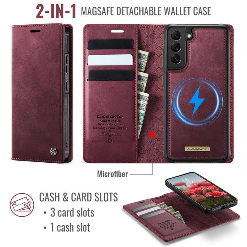 CaseMe Samsung Galaxy S22 Plus 2-in-1 Magnetic Wallet Case