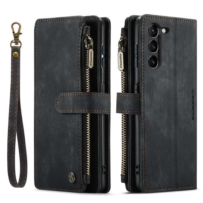 CaseMe Samsung Galaxy S23 Wallet kickstand Magnetic Leather Case with Wrist Strap