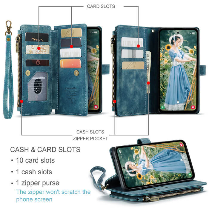 CaseMe Samsung Galaxy S23 FE Wallet Case with Wrist Strap