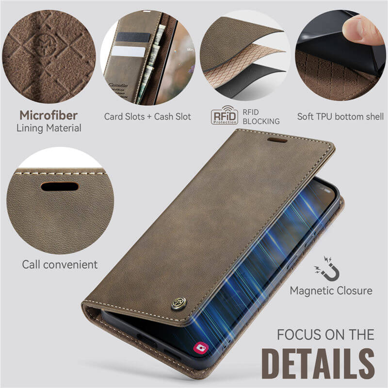 CaseMe Samsung Galaxy S23 FE Magnetic Wallet Case with RFID Blocking