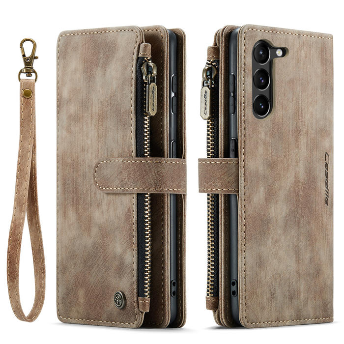 CaseMe Samsung Galaxy S23 Plus Wallet kickstand Magnetic Leather Case with Wrist Strap