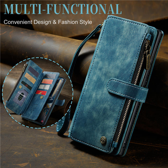 CaseMe Samsung Galaxy S23 Ultra Wallet kickstand Magnetic Leather Case with Wrist Strap