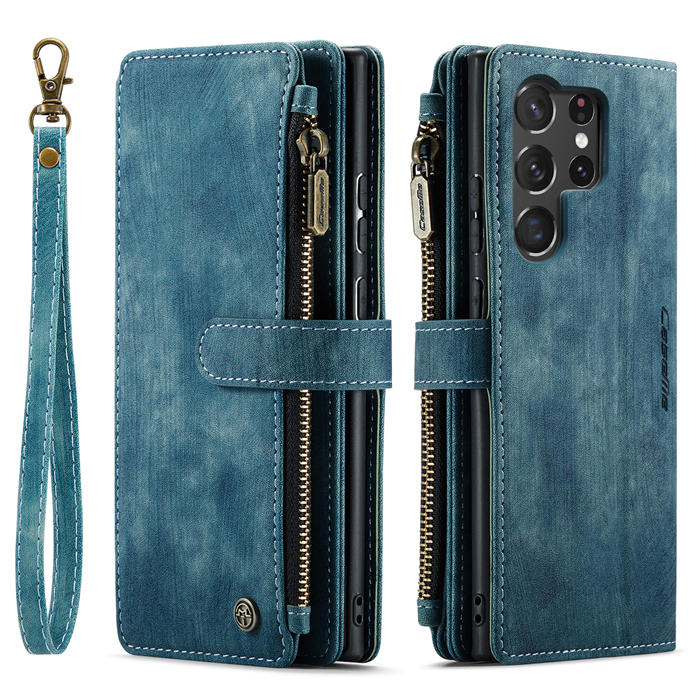 CaseMe Samsung Galaxy S23 Ultra Wallet kickstand Magnetic Leather Case with Wrist Strap