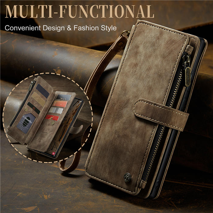 CaseMe Samsung Galaxy S23 Ultra Wallet kickstand Magnetic Leather Case with Wrist Strap