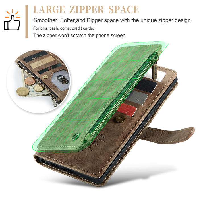 CaseMe Samsung Galaxy S23 Ultra Wallet kickstand Magnetic Leather Case with Wrist Strap