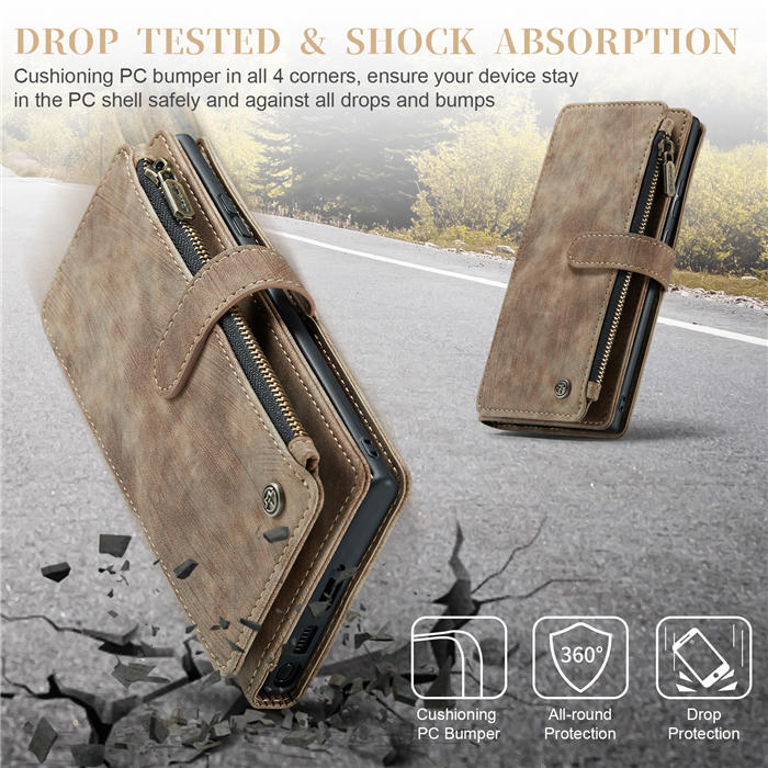 CaseMe Samsung Galaxy S23 Ultra Wallet kickstand Magnetic Leather Case with Wrist Strap