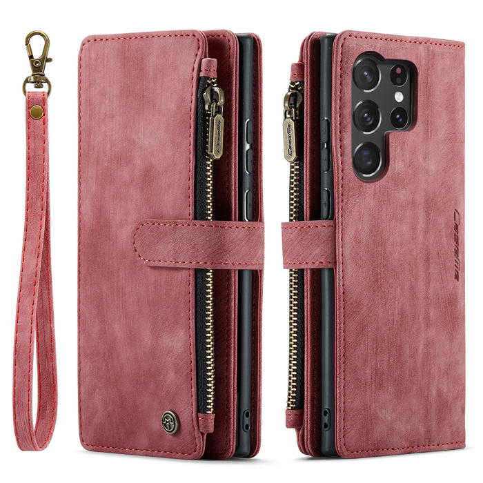 CaseMe Samsung Galaxy S23 Ultra Wallet kickstand Magnetic Leather Case with Wrist Strap