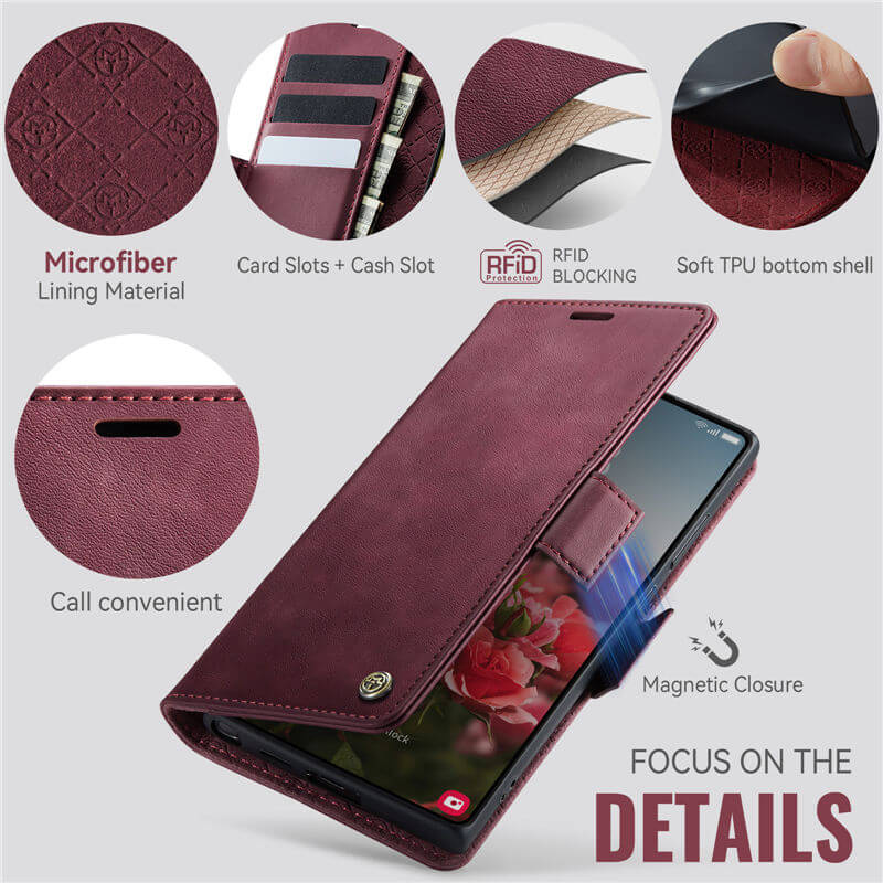 CaseMe Samsung Galaxy S23 Ultra Magnetic Wallet Case with RFID Blocking