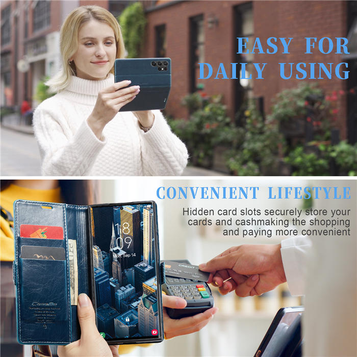 CaseMe Samsung Galaxy S23 Ultra Wallet Kickstand Magnetic Flip Case